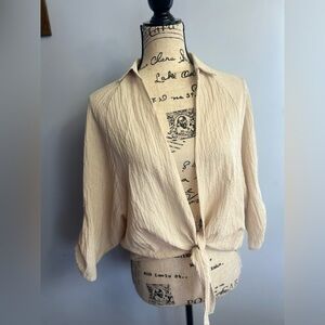 Cozy Co by cozy casual blouse minimalist neutral boho chic clean chic‎ knotted
